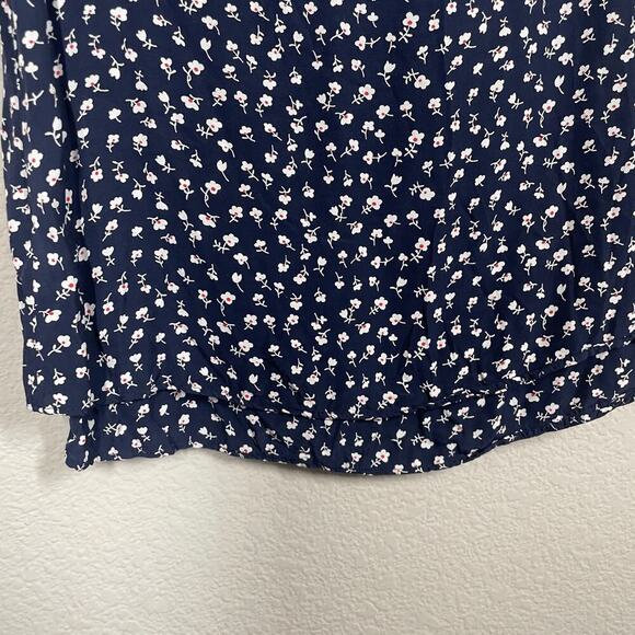 Boden Womens Size 4 Marisa Top Blouse Blue White Floral Crew Neck Short Sleeves - Picture 5 of 9